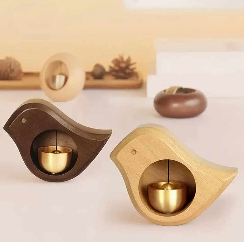 A pair of Dopamine Birdsong Door Bell - Himalaya bowl embedded